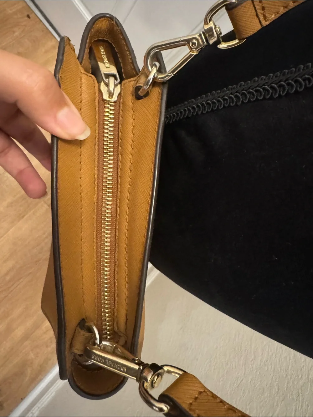 Michael Kors Tan Saffiano Leather Crossbody with Gold Hardware